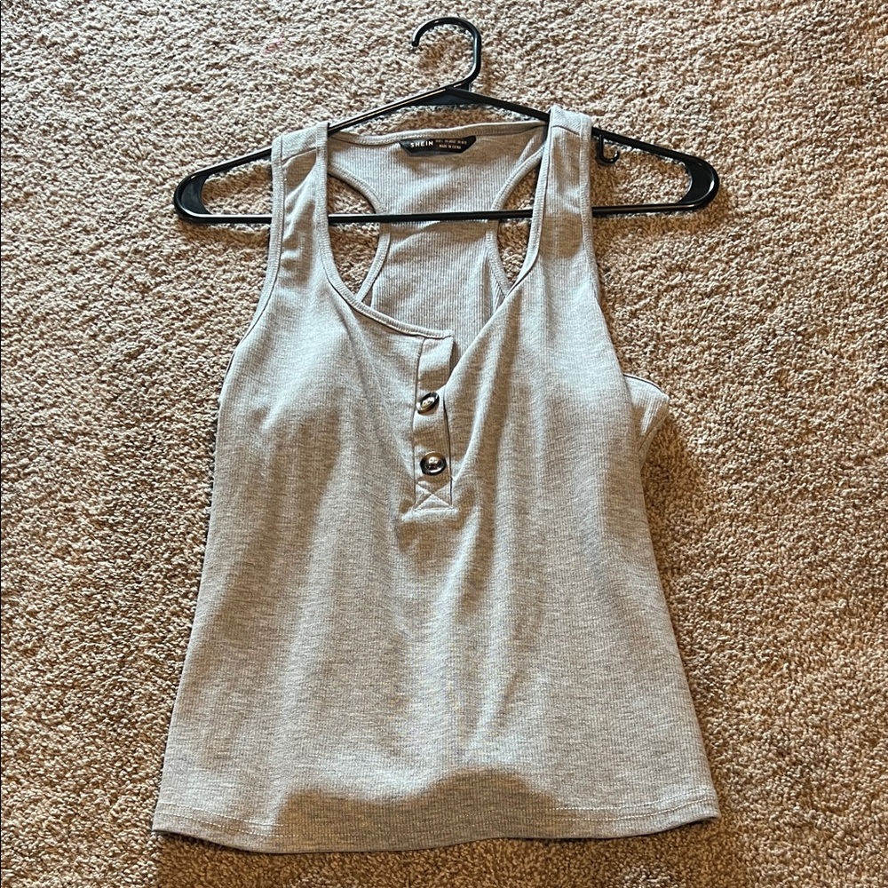 SHEIN Gray Buttoned Tank Top